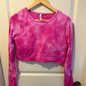 lululemon Pink and White Tie-Dye Crop Top